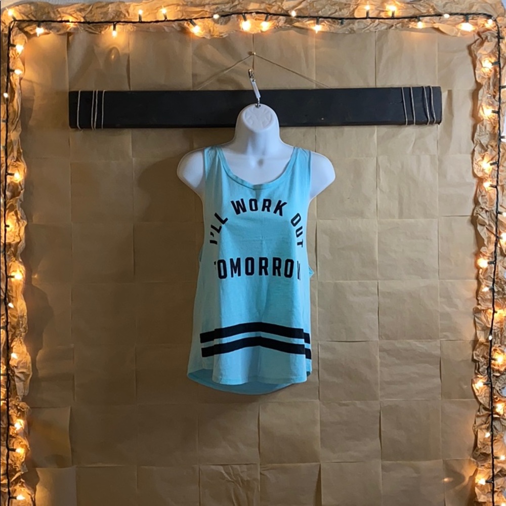 Light Blue Pink Brand with Black Logo Tank Top